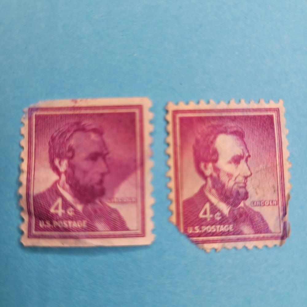 Abraham Lincoln 4 cent stamp Purple Lot Of 2 Vintage Presidential‎